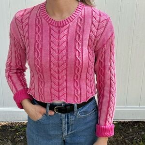 Pink Cable Knit Sweater